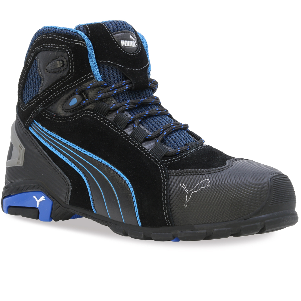 detail PUMA Rio Black Mid S3 černá pánská pracovní obuv