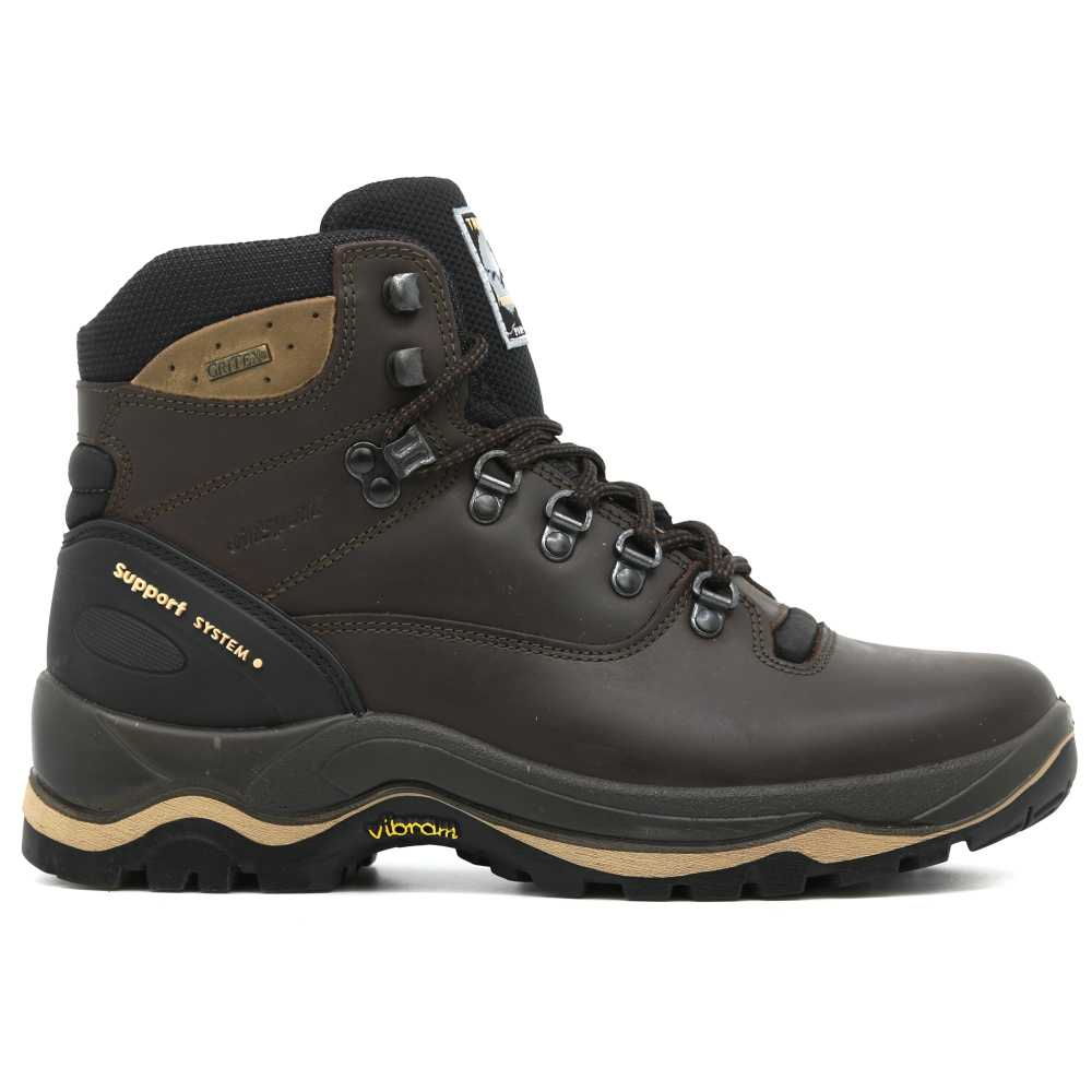 detail GRISPORT Quatro hnědá pánská kožená pohodlná outdoor obuv s mebránou Gritex®