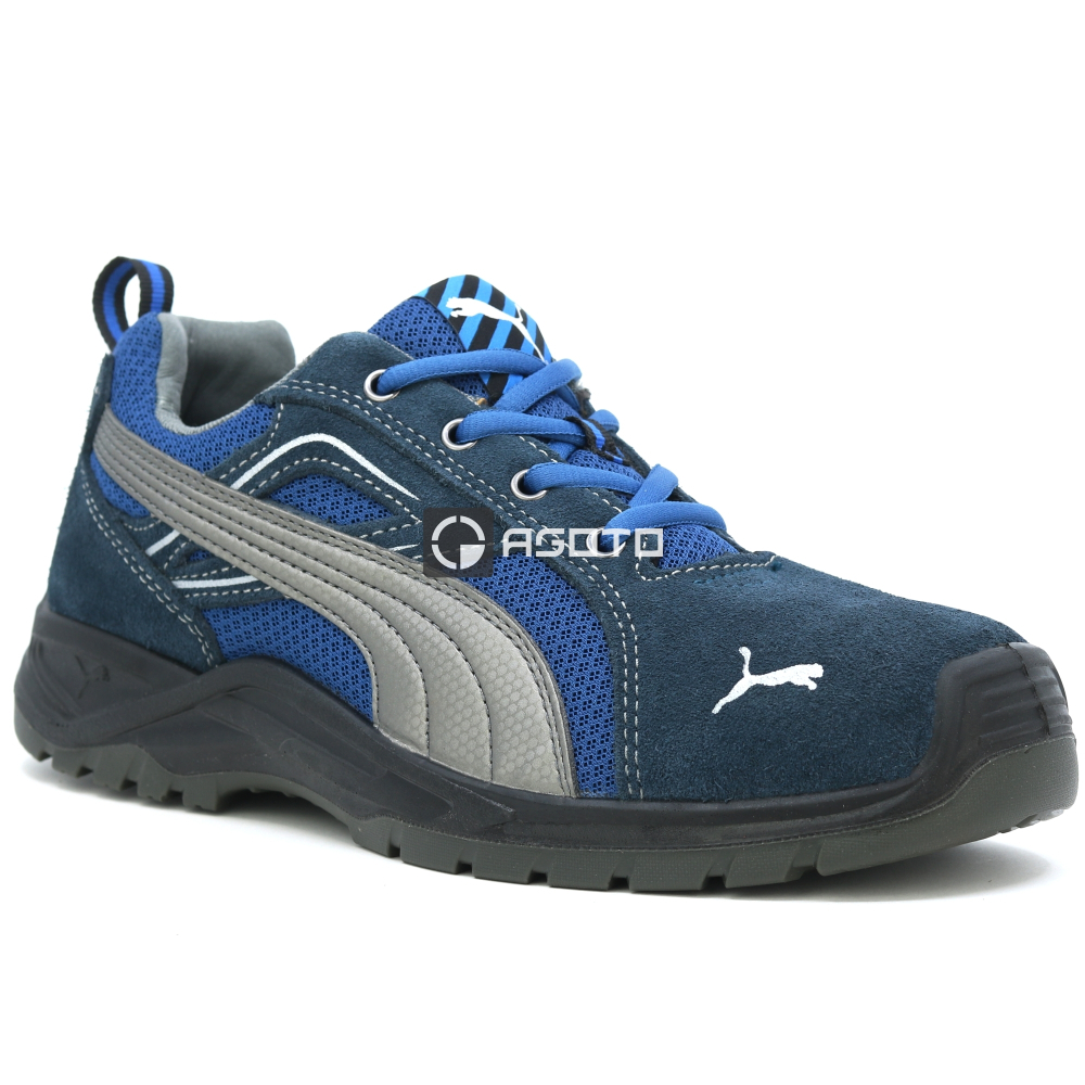 detail PUMA Omni Blue low S1P modrá pánská pracovní obuv