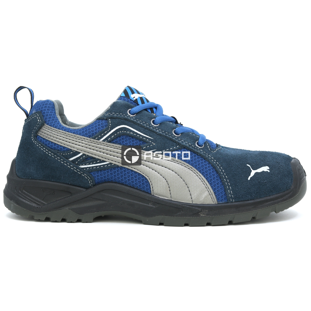 detail PUMA Omni Blue low S1P modrá pánská pracovní obuv