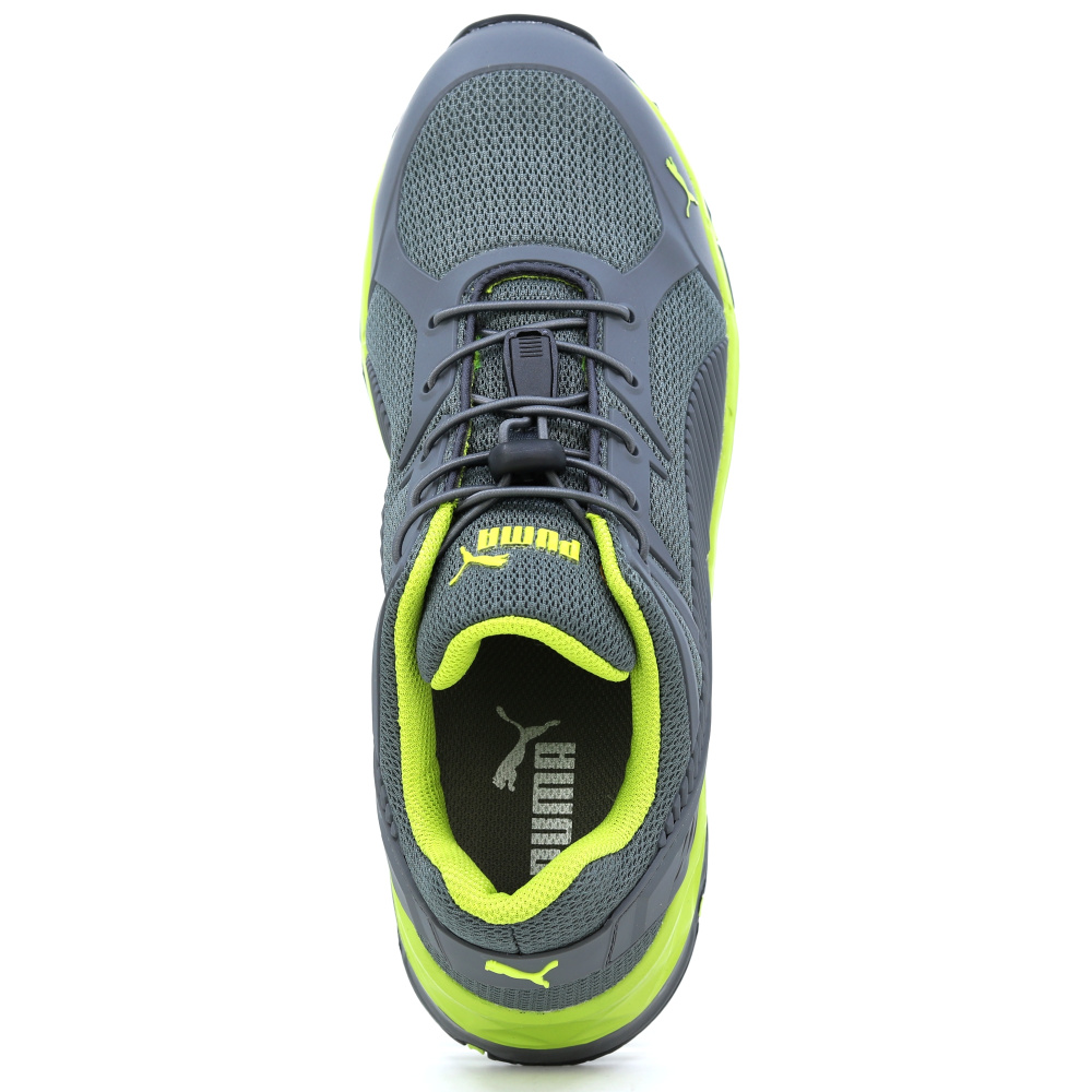 detail PUMA Fuse Motion 2.0 green low S1P ESD HRO šedá pánská pracovní obuv