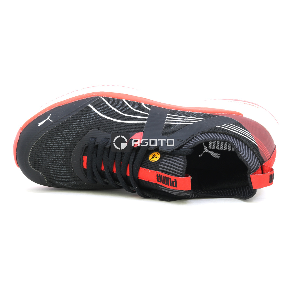 detail PUMA Turbo blk/red Low S1PS ESD černá pánská pracovní obuv Výprodej