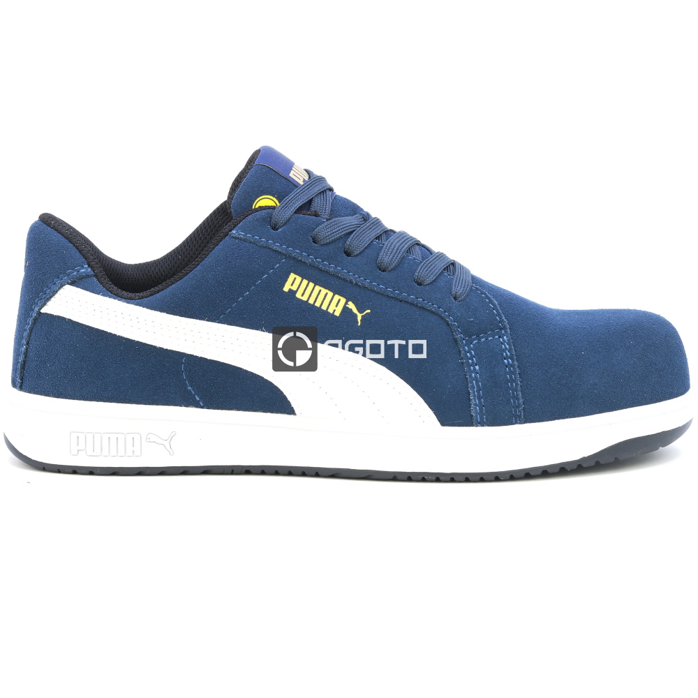detail PUMA Iconic low S1P ESD modrá pánská pracovní obuv