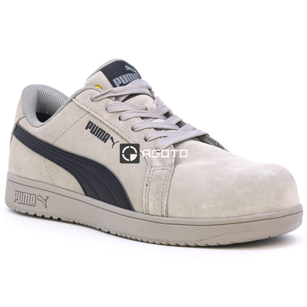 detail PUMA Iconic low S1P ESD stone šedá pánská pracovní obuv