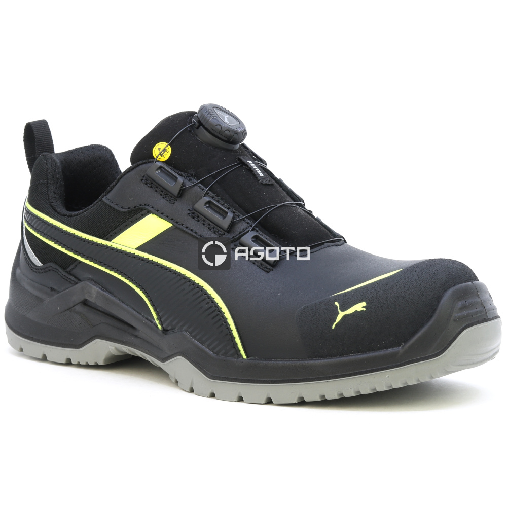 detail PUMA Krypton Disc S3 ESD pánská pracovní obuv polobotka černá rychlozavazování