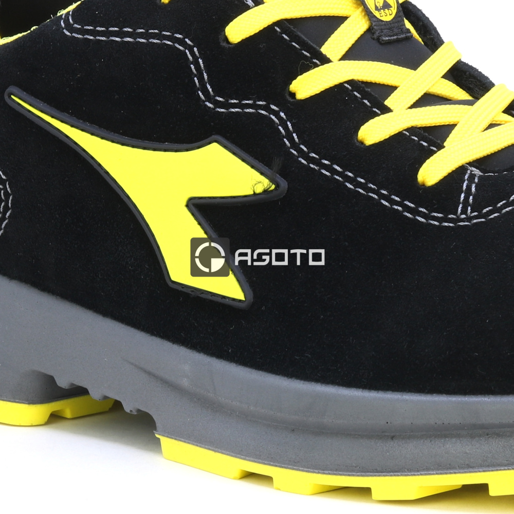 detail DIADORA Flash low S3 ESD černá pánská kožená a lehká pracovní obuv