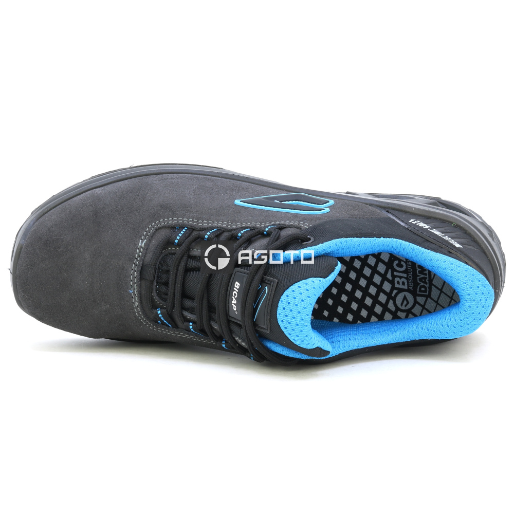 detail BICAP Rajin S3 šedá pánská kožená pracovní obuv lehká a pohodlná