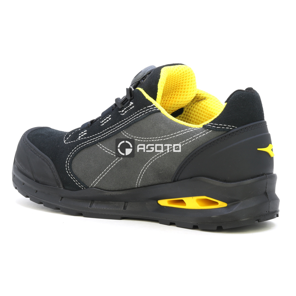 detail DIADORA Run low S3S černá pánská kožená pracovní obuv rychlozavazování BOA®