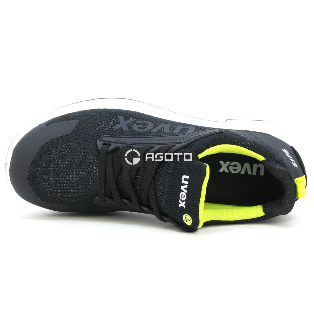 detail UVEX S1 Knit ESD černá pánská pracovní obuv Clima Zone, lehká a prodyšná