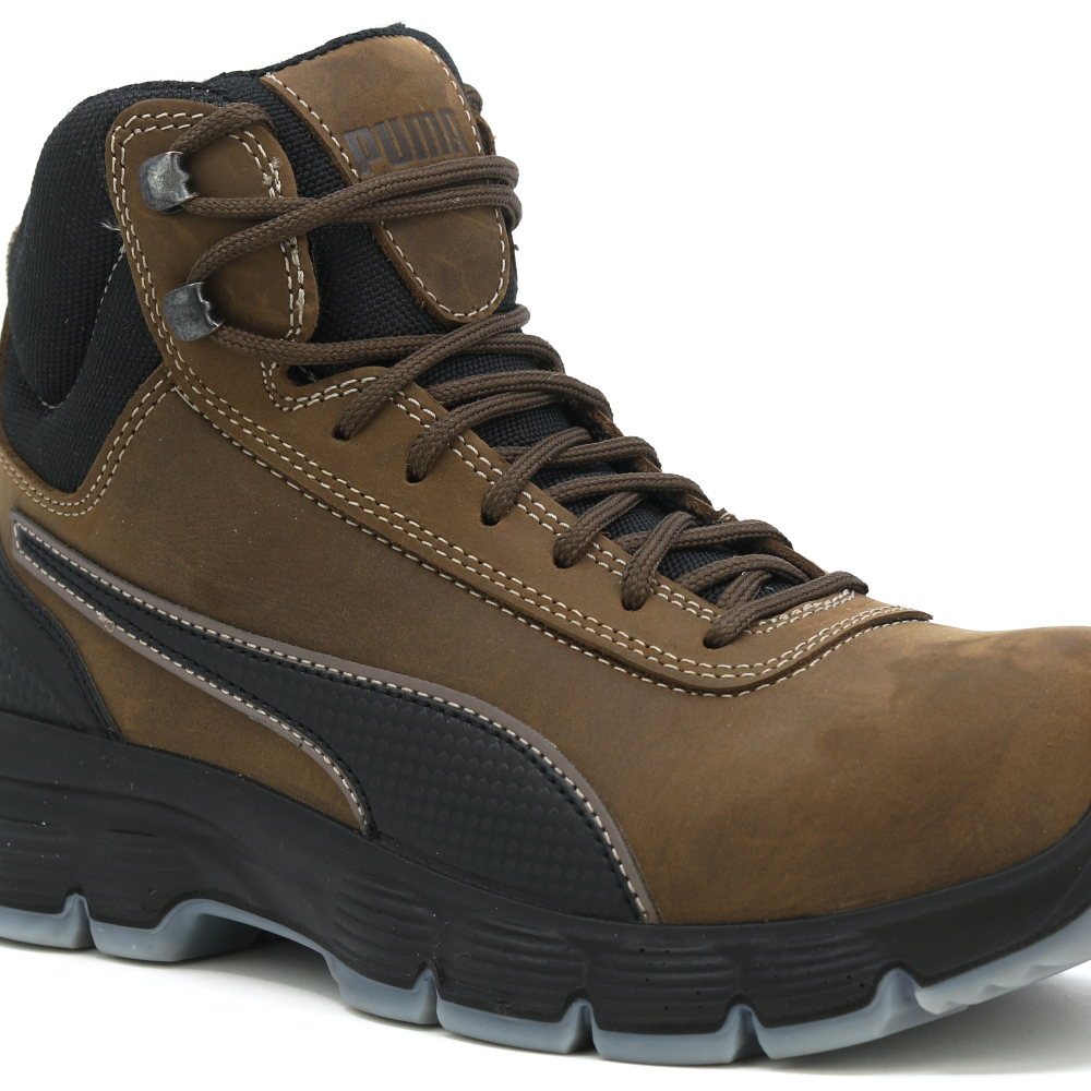 detail PUMA Condor Mid S3 ESD hnědá pánská pracovní obuv