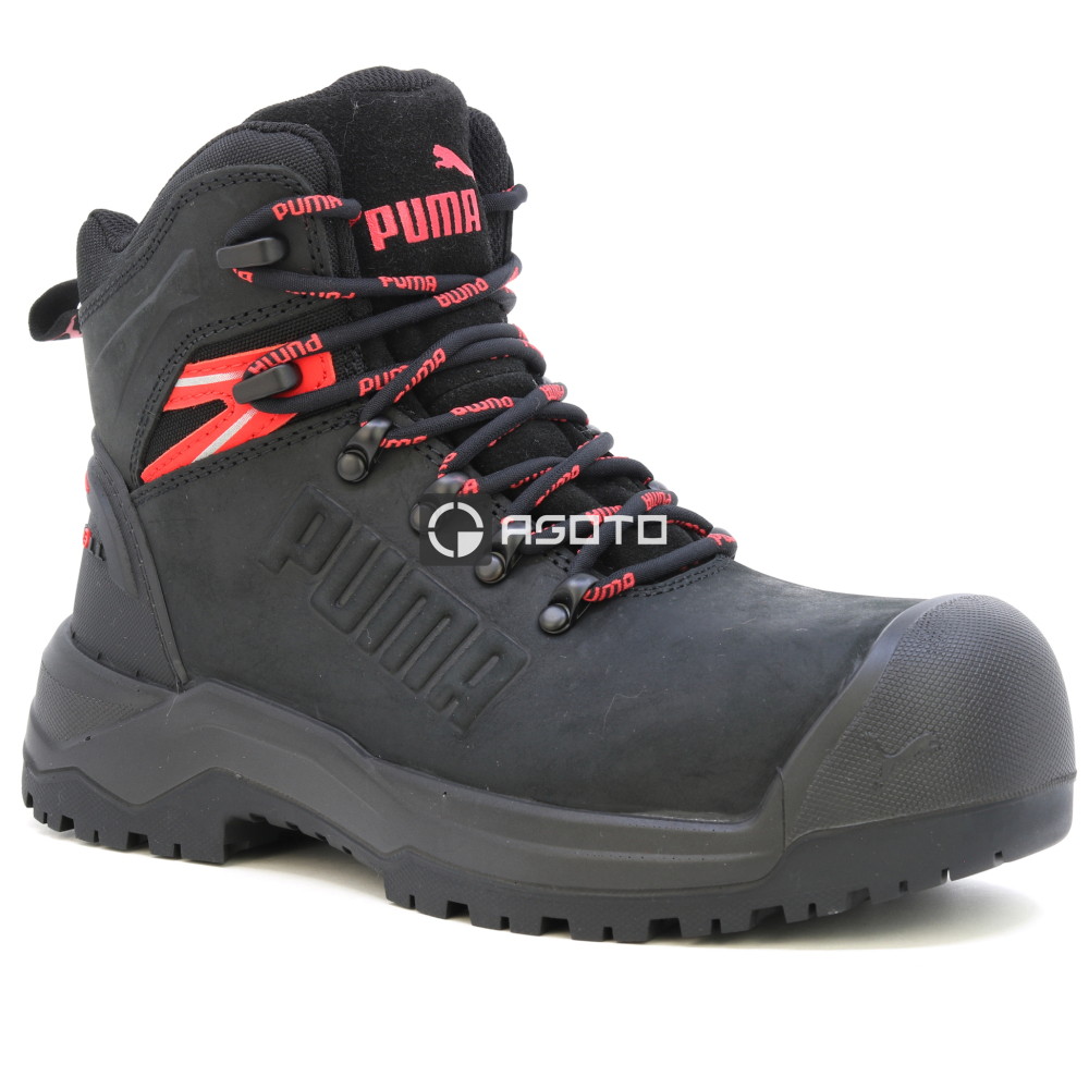 detail PUMA Iron HD BLK Mid S3 černá pánská pracovní obuv