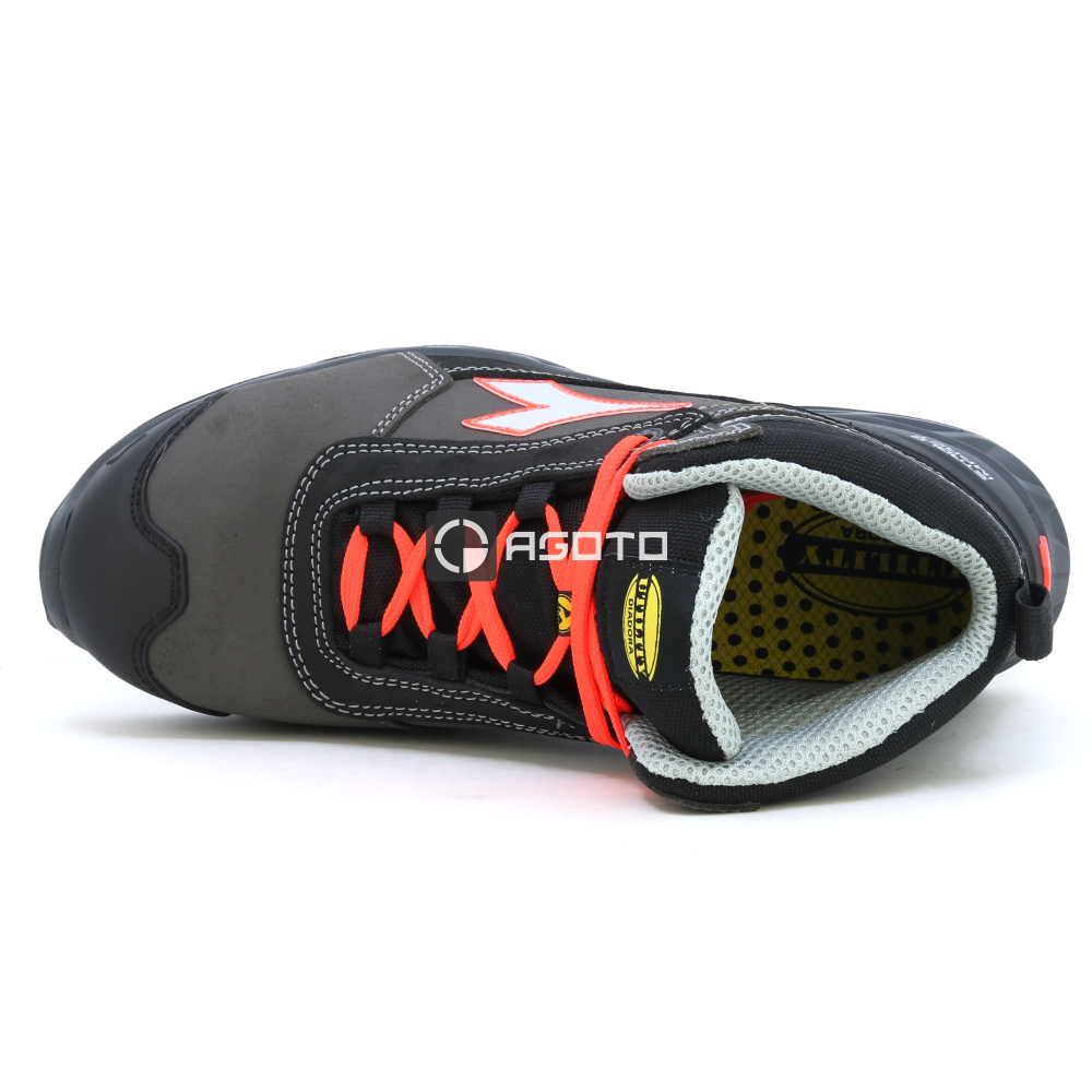 detail DIADORA Shark Leat Mid S3S ESD šedá pánská pracovní obuv