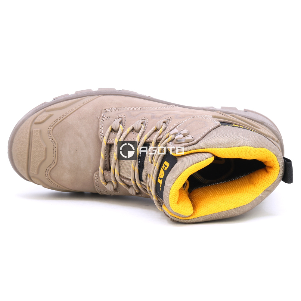 detail Caterpillar pánská kožená kotníková pracovní obuv Striver XL S7 FO SC HRO béžová