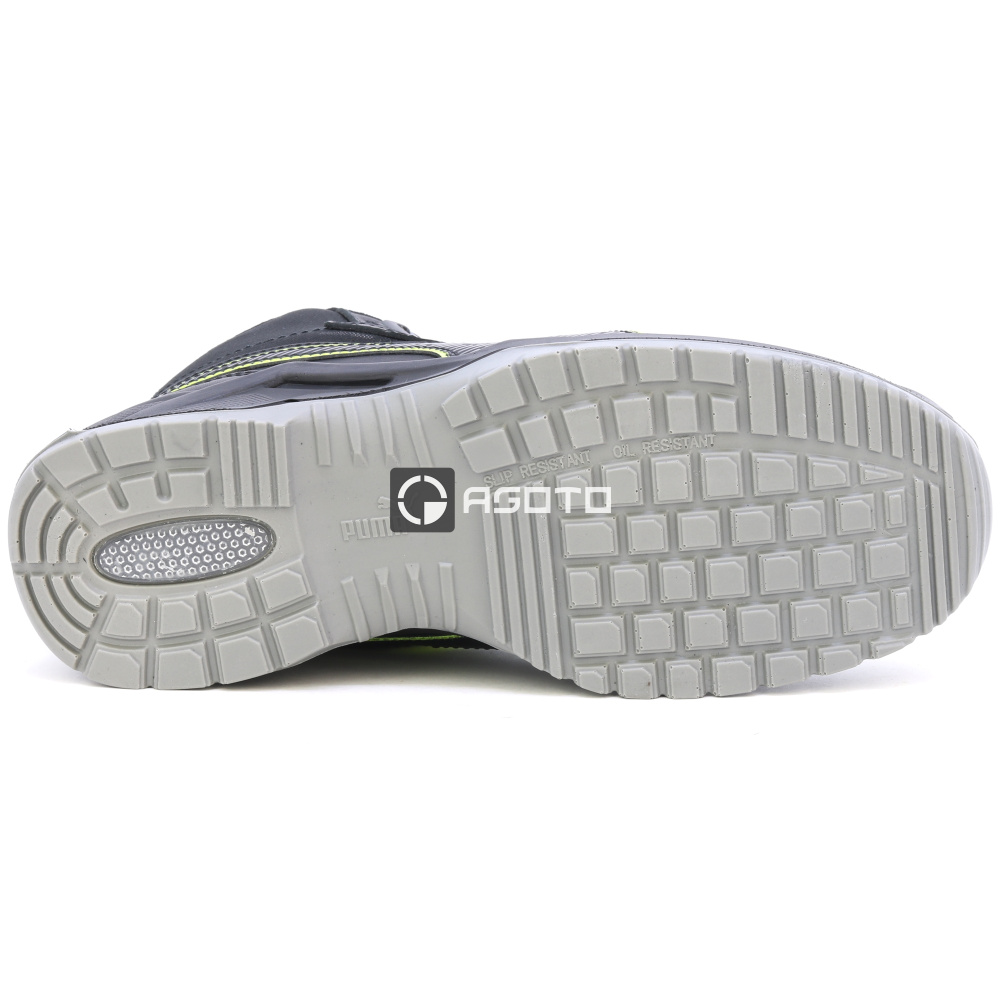 detail PUMA Krypton DISC MID S3 ESD černá pánská kožená pracovní obuv rychlozavazování