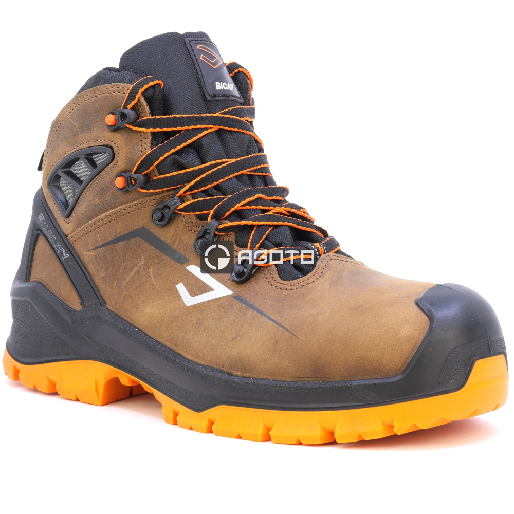 detail BICAP Seal Mid S3 hnědá pánská pracovní obuv + ventilační systém Pro Air