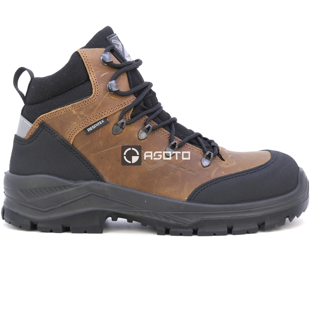 detail BICAP Argine Mid S7S hnědá pánská kožená pracovní obuv s membránou Respitex®