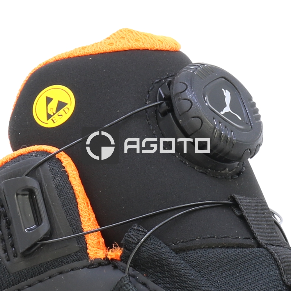 detail PUMA Kanyon Disc Mid S3 černá pánská odlehčená pracovní obuv, měkký došlap