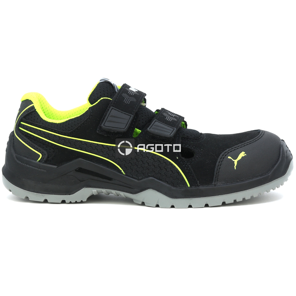 detail PUMA Neodyme green low S1P ESD černá pánská pracovní obuv
