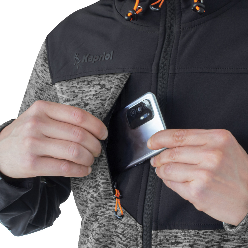 detail KAPRIOL Tenere Pro šedá pánská pletená softshell bunda Výprodej