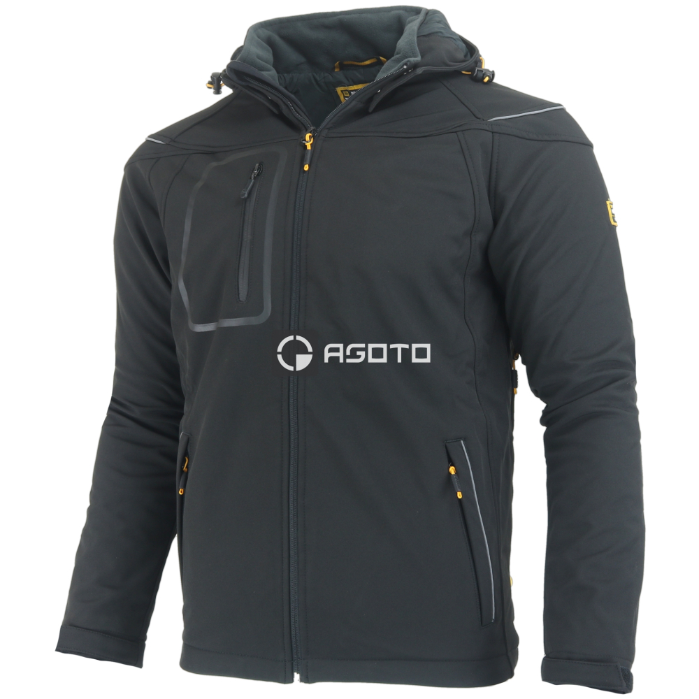detail JCB Trade Hooded černá pánská softshell bunda