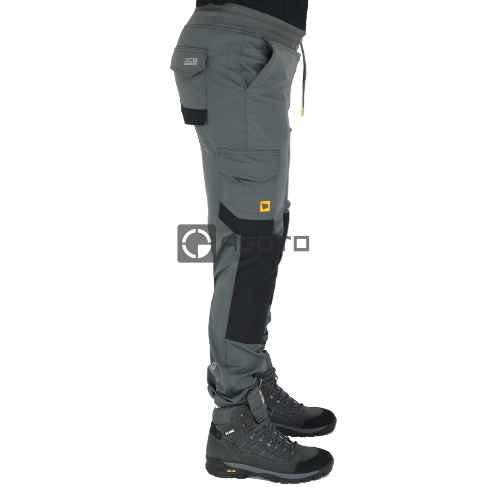 detail JCB Jogger 4 Way Stretch šedé pánské pracovní kalhoty s maximální flexibilitou