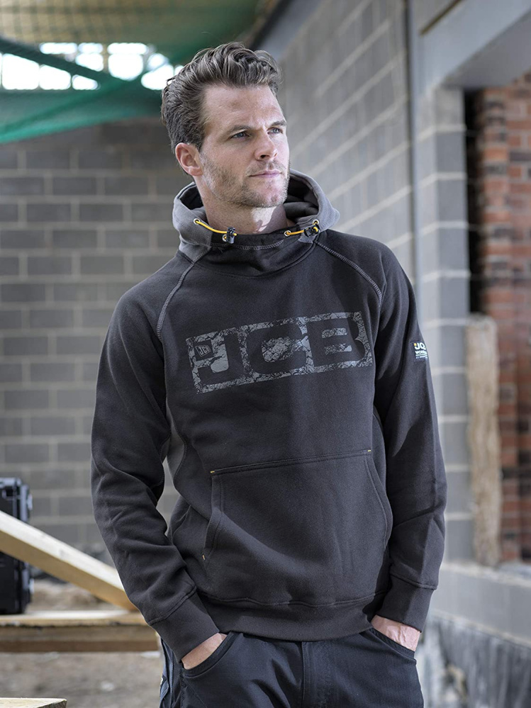 detail JCB Horton černá pánská pracovní mikina