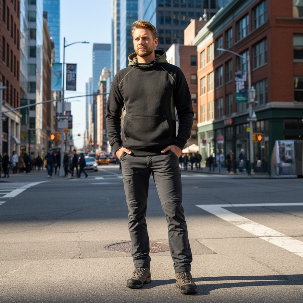 detail Asoto Vindel černá pánská pracovní mikina bavlněná pro maximální pohodlí