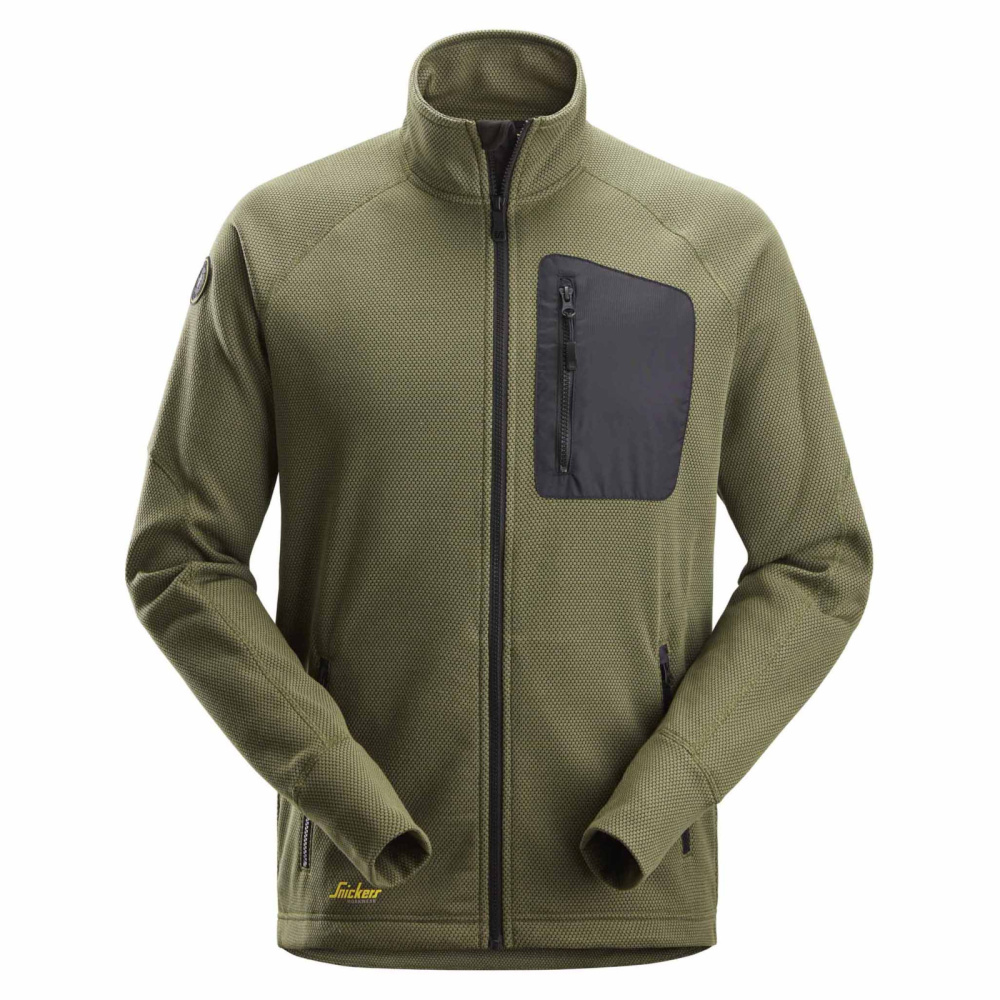 detail SNICKERS FlexiWork Mesh olivová pánská mikina