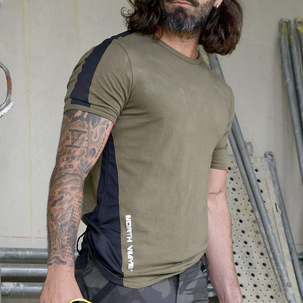 detail NORTH WAYS Andy olivové pánské triko 100% Ba