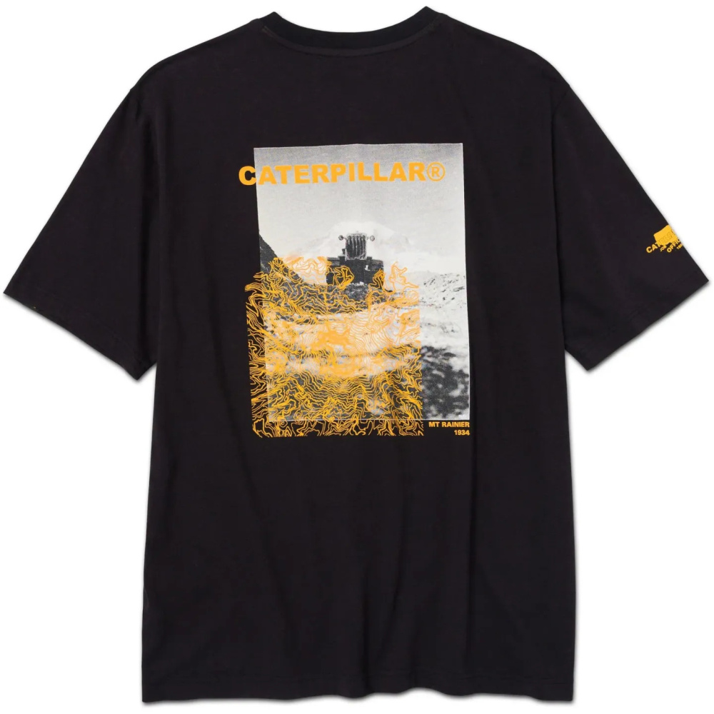 detail CATERPILLAR Graphic Tee černé pánské triko, pohodlné, moderní krásný potisk CAT