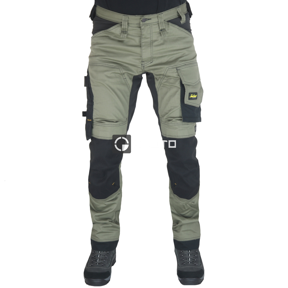 detail SNICKERS Allround Stretch Slim khaki pánské pracovní kalhoty