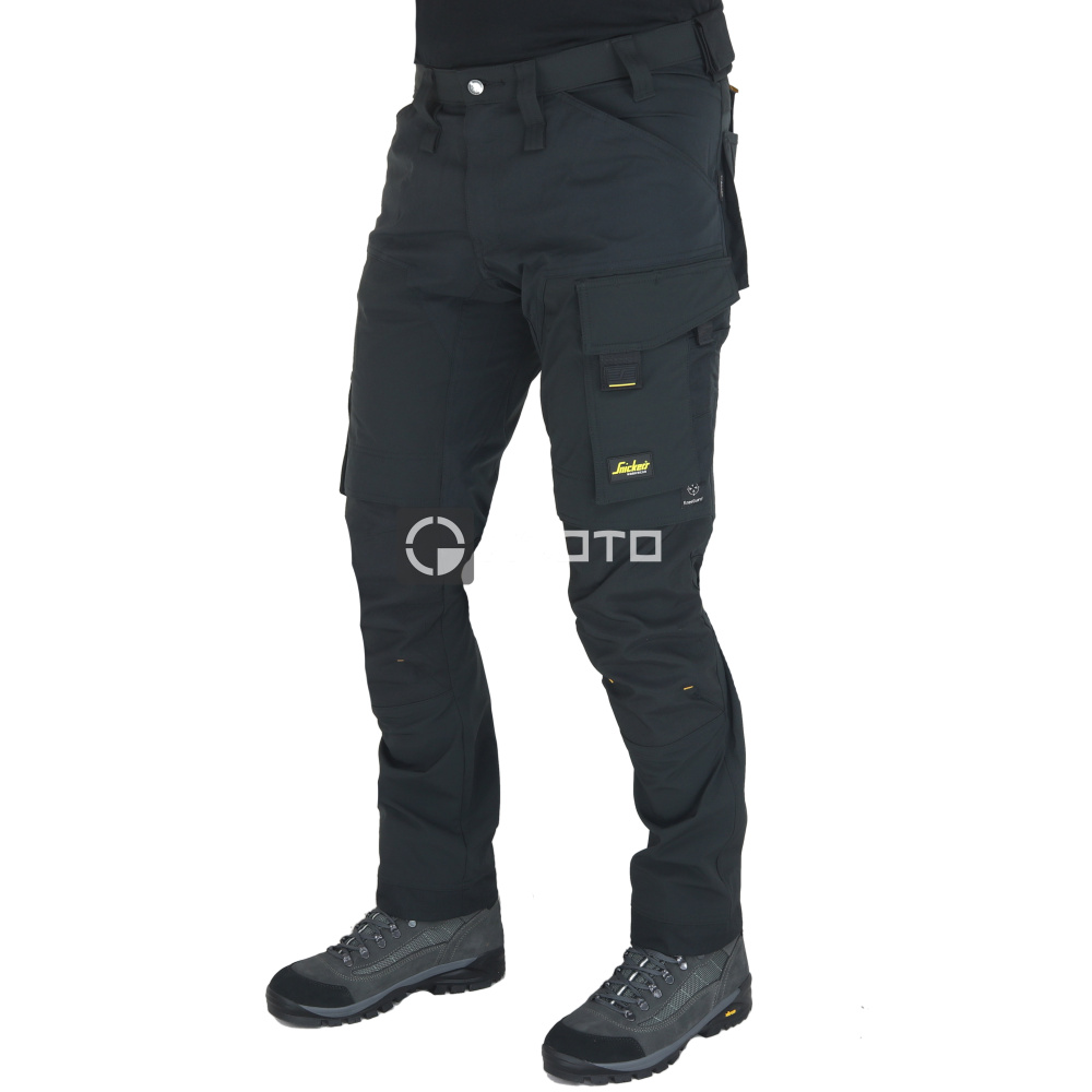 detail SNICKERS AllroundWork Full Stretch 4 Way Softshell čené pánské pracovní kalhoty