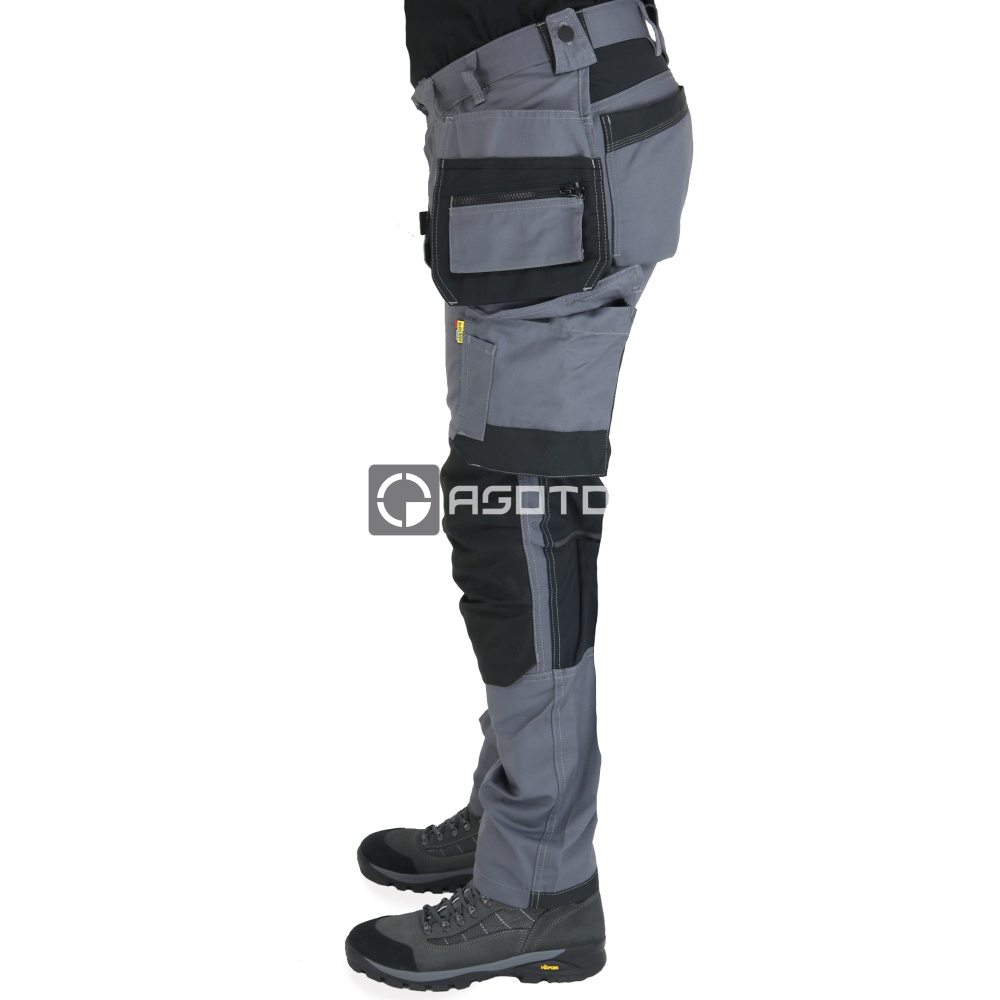 detail BLAKLADER Sweden Craftsman Stretch šedé pánské pracovní kalhoty + kapsy