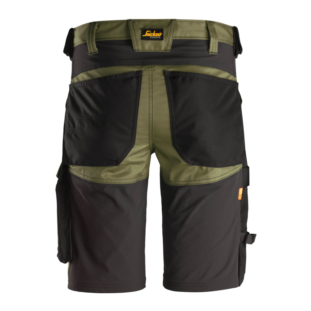 detail SNICKERS AllroundWork Stretch khaki pánské pracovní kraťasy