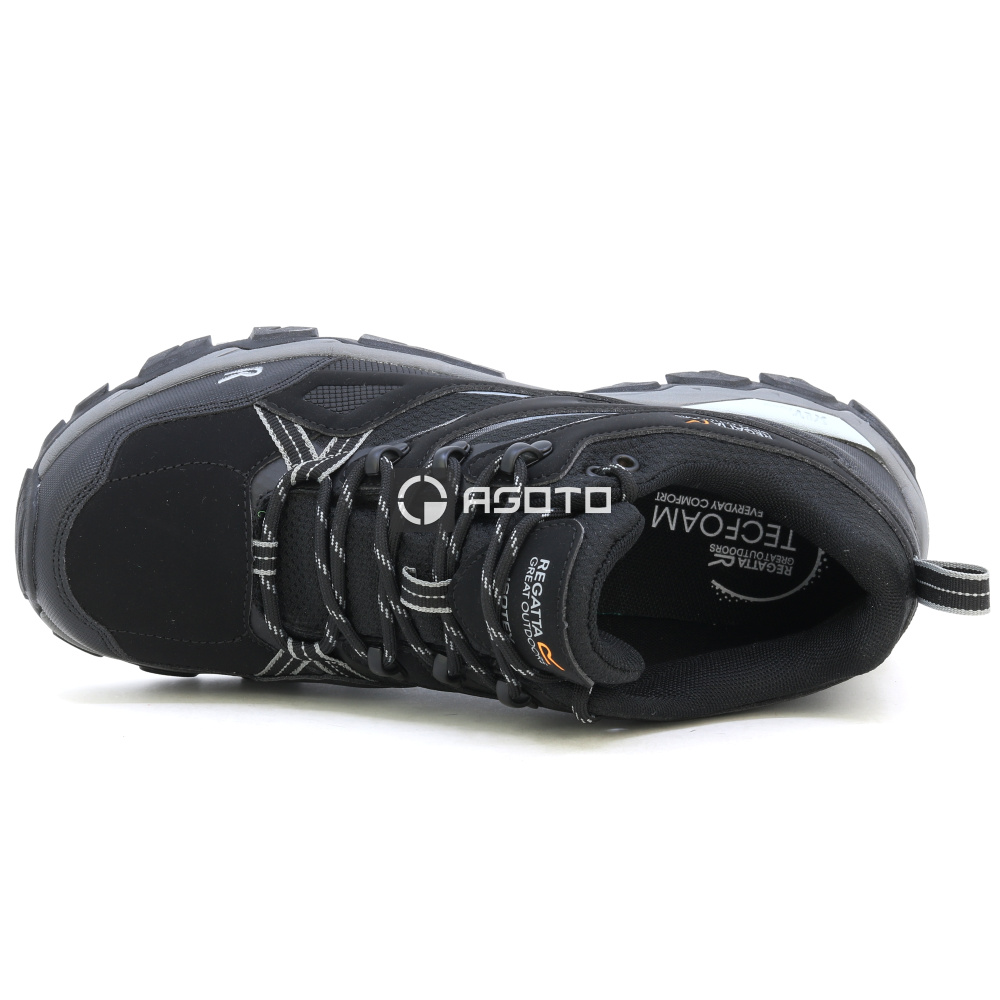 detail REGATTA Holcombe III Low černá pánská outdoor obuv ISOTEX membrána