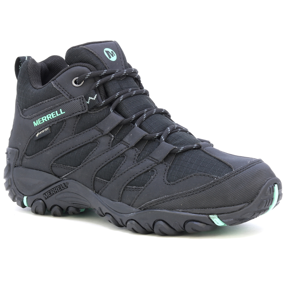 detail MERRELL Clypool Sport Mid GTX černá dámská outdoor obuv Goretex membrána