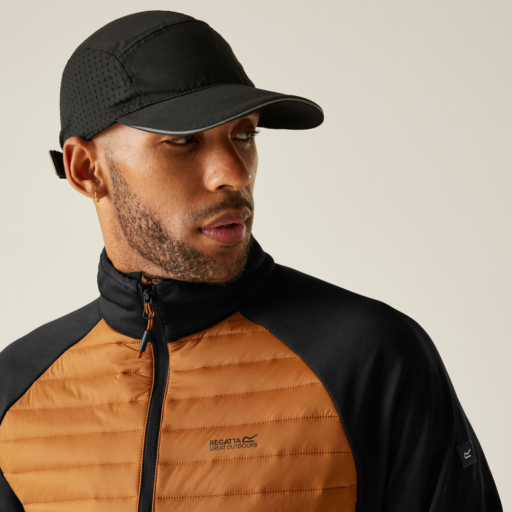 detail REGATTA Clumber Hybrid hnědá pánská outdoor bunda, celoroční využití