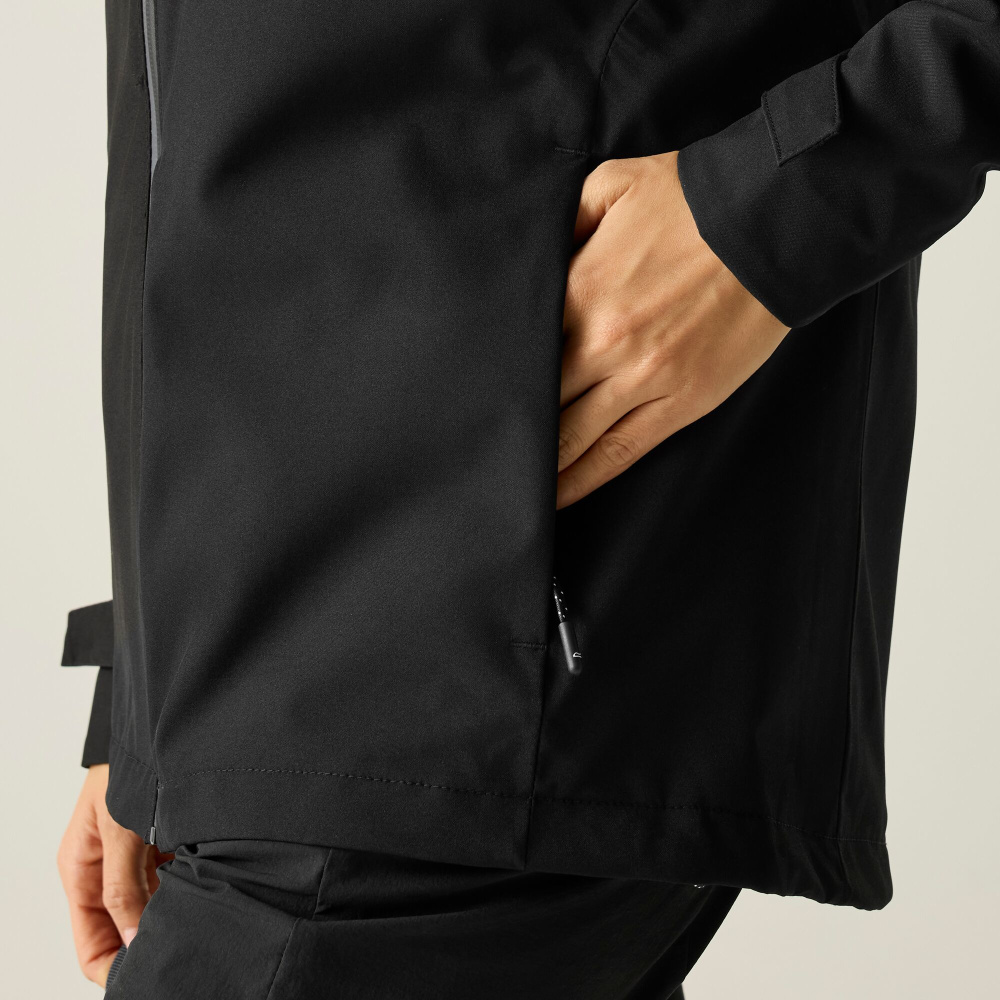 detail REGATTA Birchdale II černá dámská outdoor bunda + membrána 10 000 mm