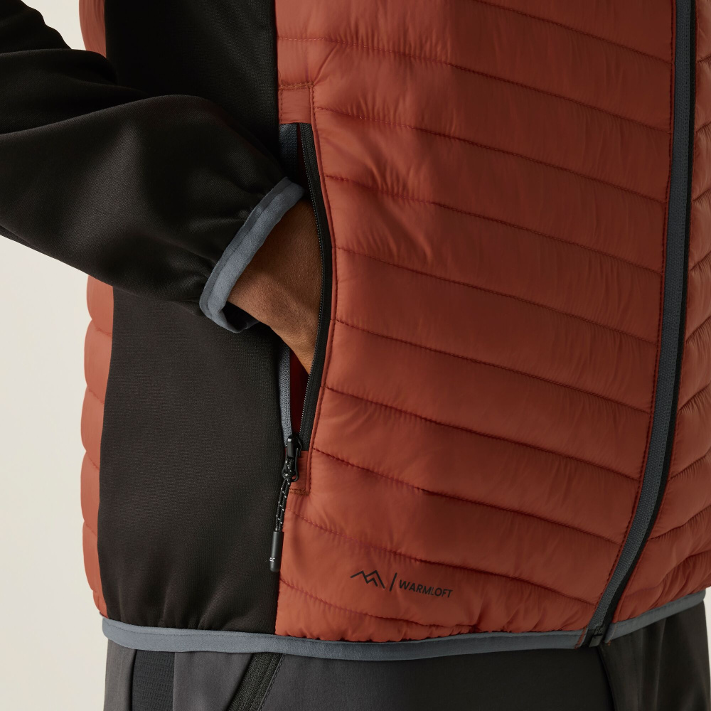 detail REGATTA Andreson Hybrid červená pánská outdoor bunda, praktická, celoroční použi