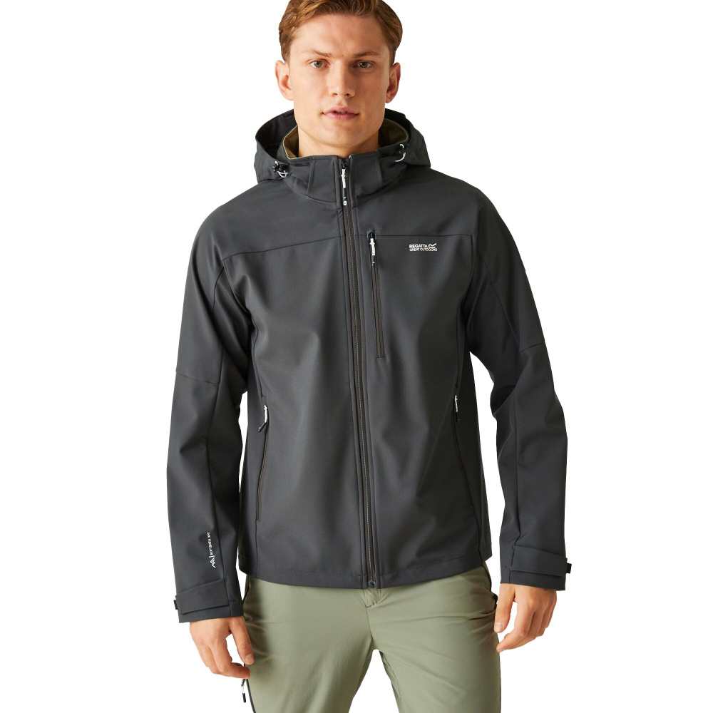 detail REGATTA Arana šedá páská softshell outdoor bunda, vodní sloupec 15 000 mm