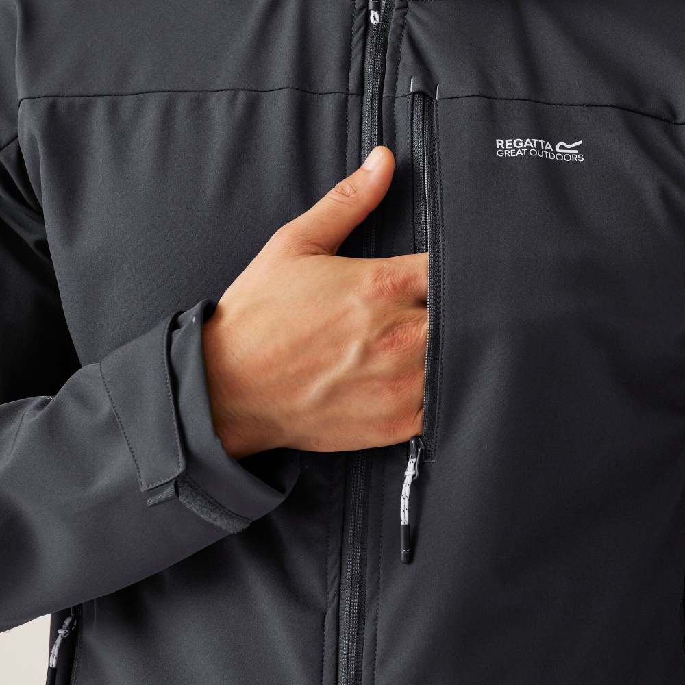 detail REGATTA Arana šedá páská softshell outdoor bunda, vodní sloupec 15 000 mm