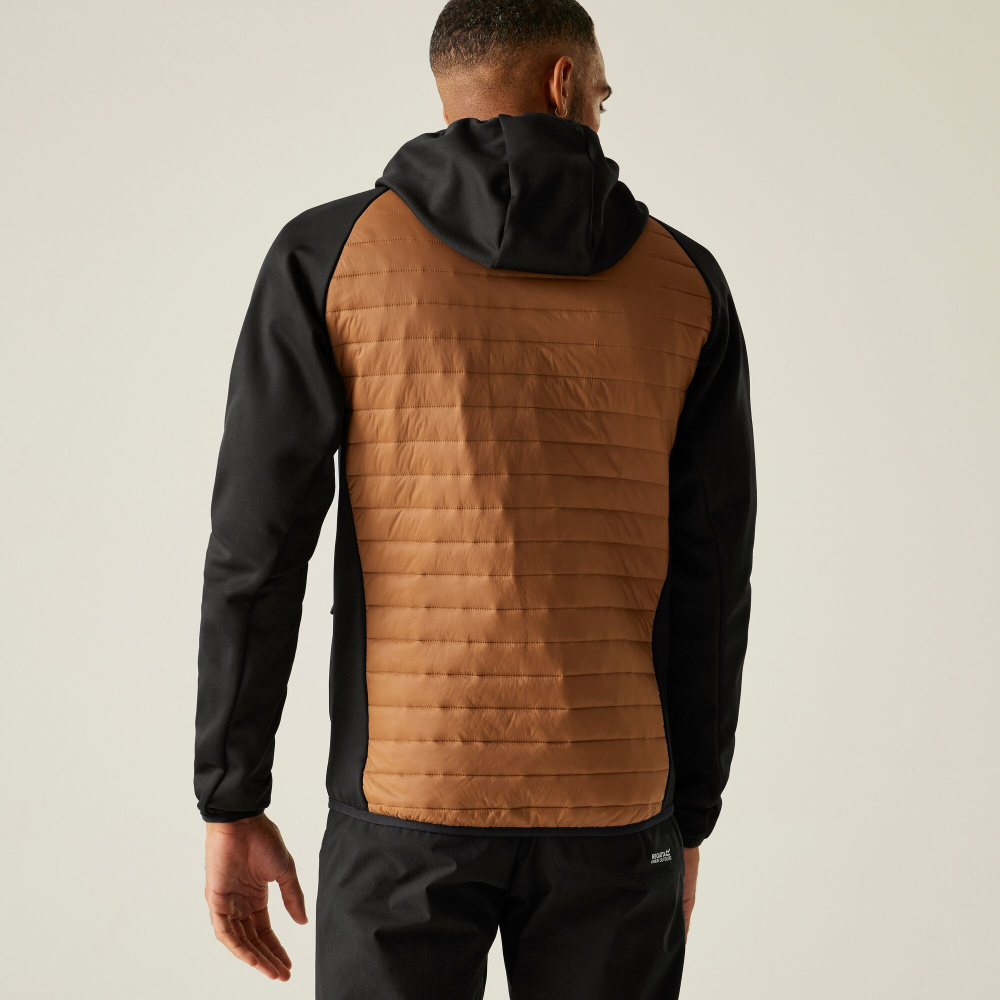 detail REGATTA Andreson Hybrid hnědá pánská outdoor bunda, praktická, celoroční použití