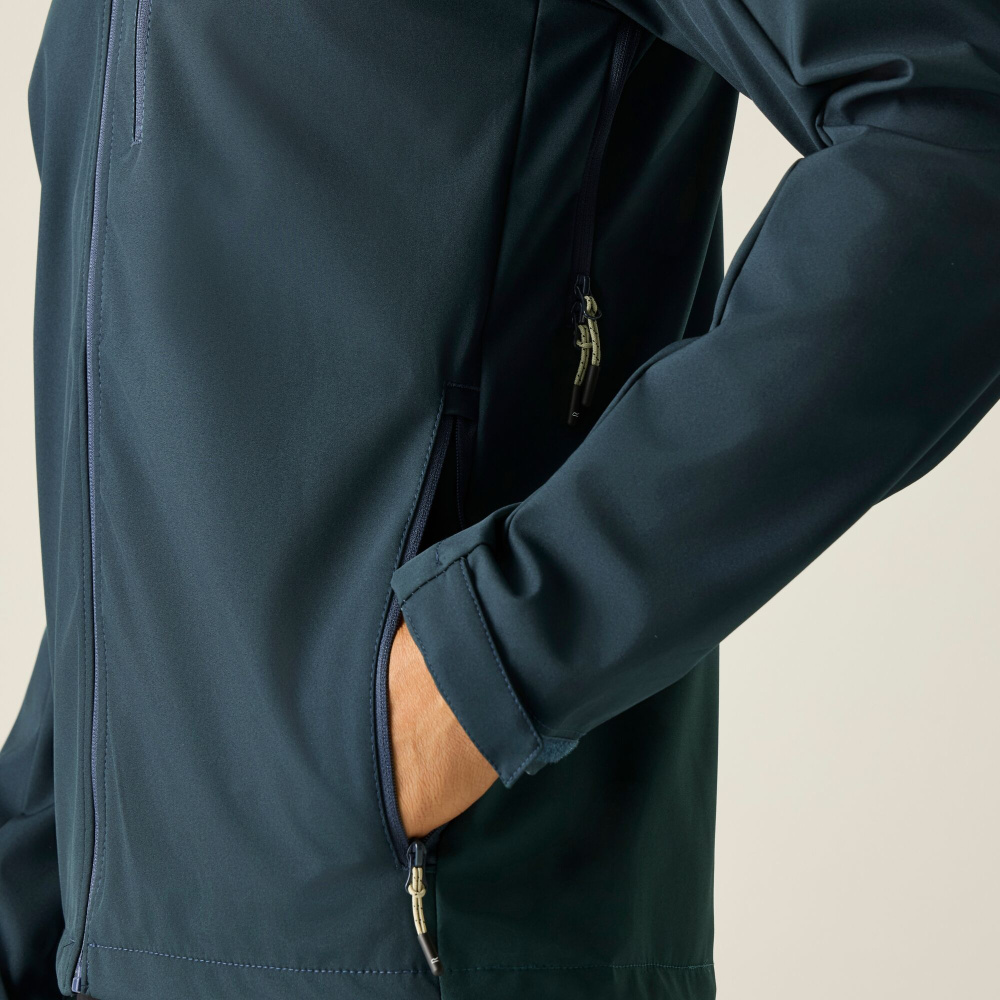 detail REGATTA Arana modrá páská softshell outdoor bunda, vodní sloupec 15 000 mm