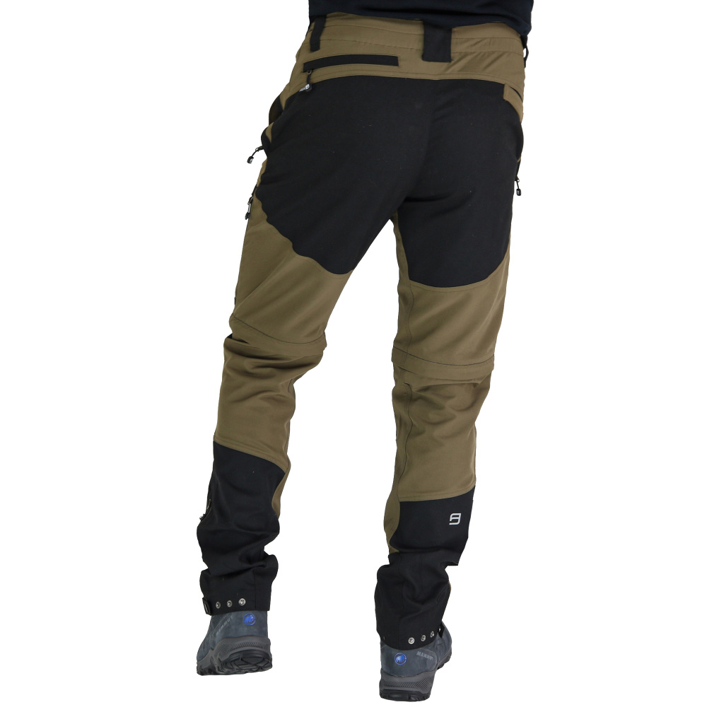 detail Asoto Vattern Zip-Off pánské hnědé outdoor kalhoty DWR odepínací nohavice 2v1