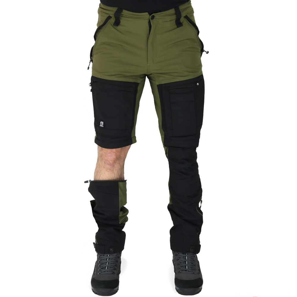 detail Asoto Vattern Zip-Off pánské olivové outdoor kalhoty DWR odepínací nohavice