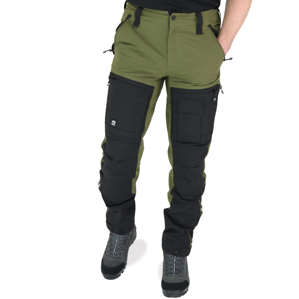 detail Asoto Fjallvik Stretch olivové pánské outdoor kalhoty, pohodlný střih, větrání