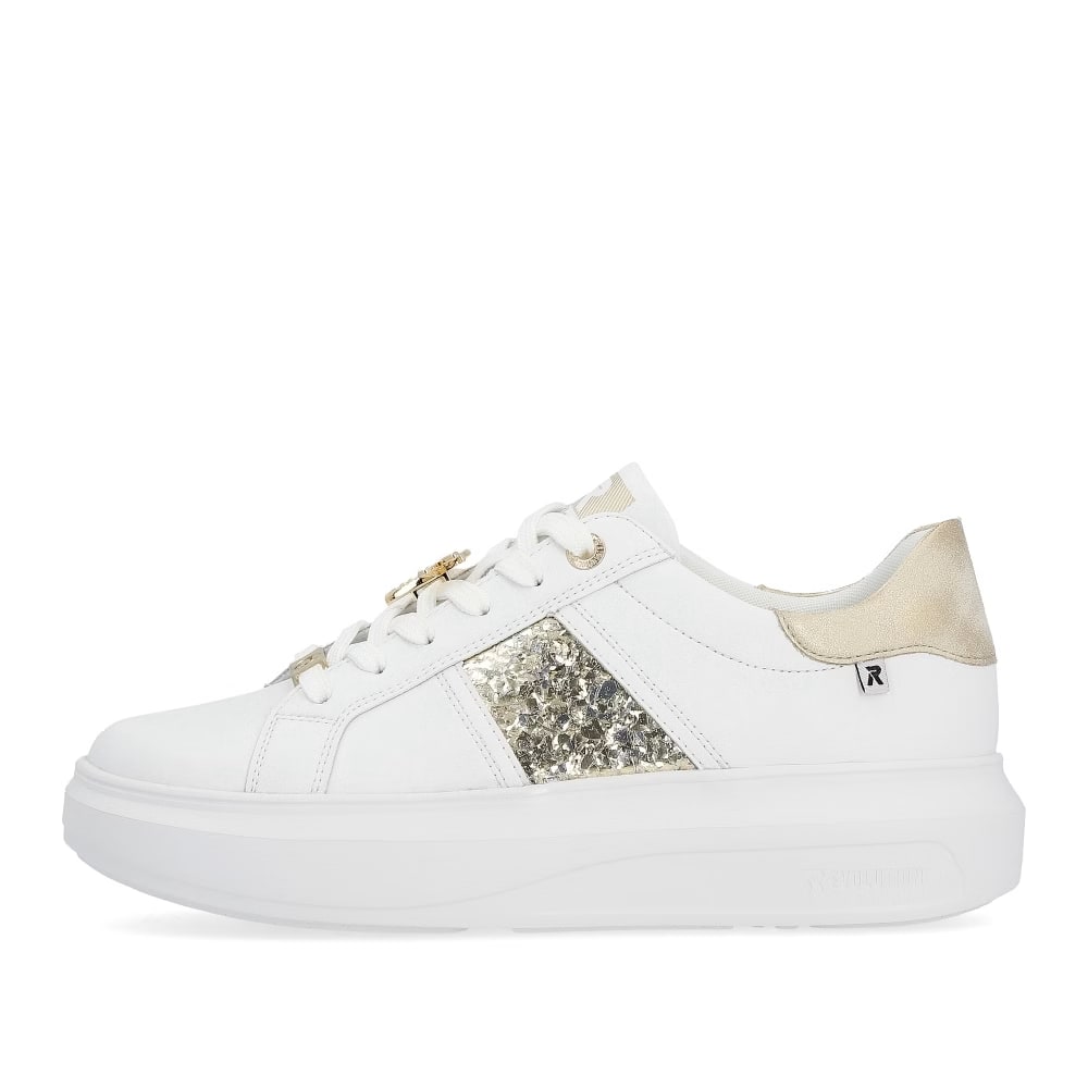 detail RIEKER Revolution W1202-82 bílé dámské kožené tenisky