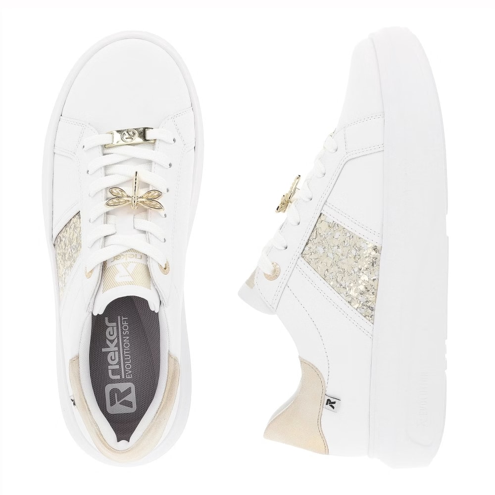 detail RIEKER Revolution W1202-82 bílé dámské kožené tenisky