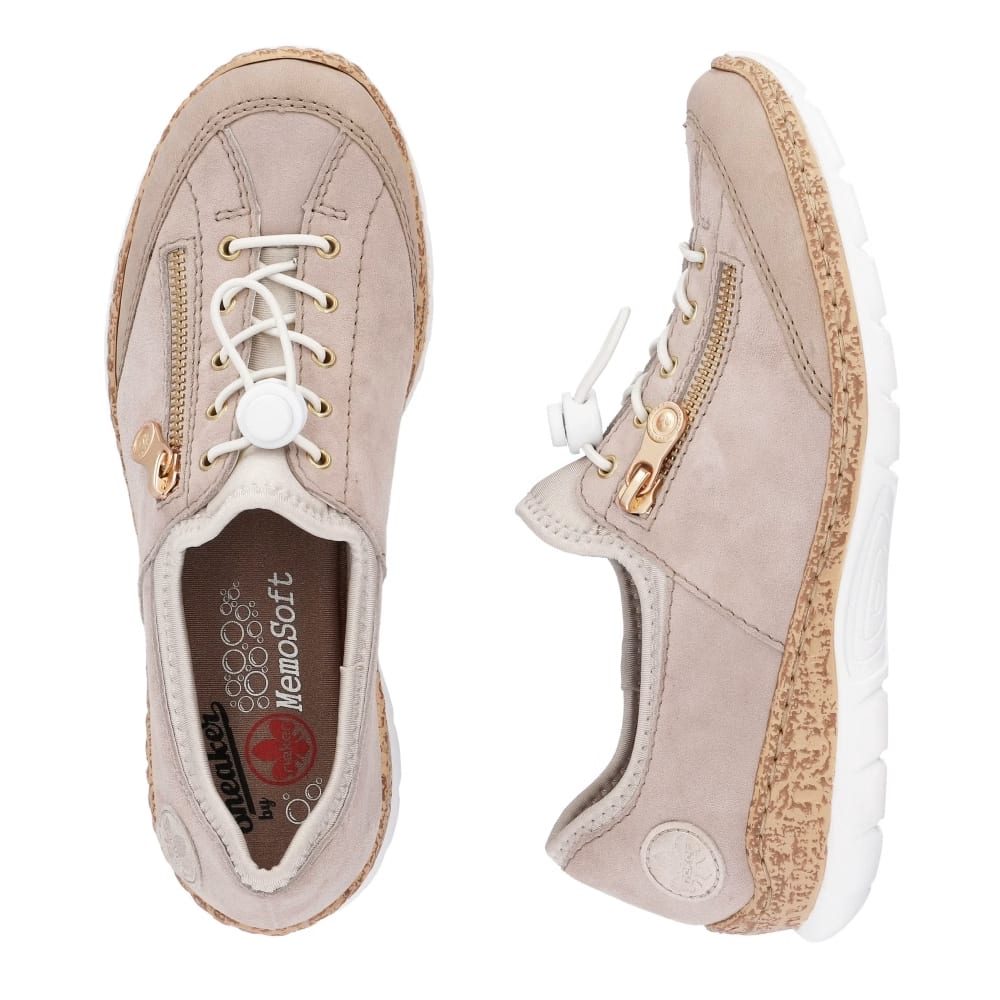 detail RIEKER N42F1-60 béžové dámské kožené tenisky