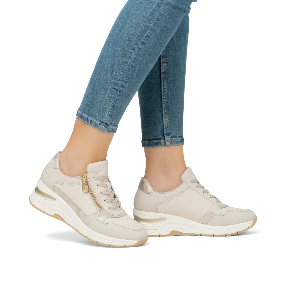 detail RIEKER N9301-60 béžové dámské kožené tenisky